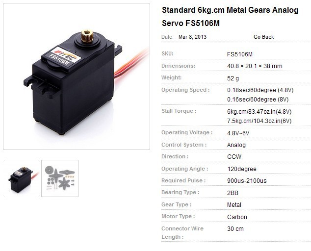 Fitec FS5106M Standard 7.5kg M - огляд і ціна Drone Motor Rc Car